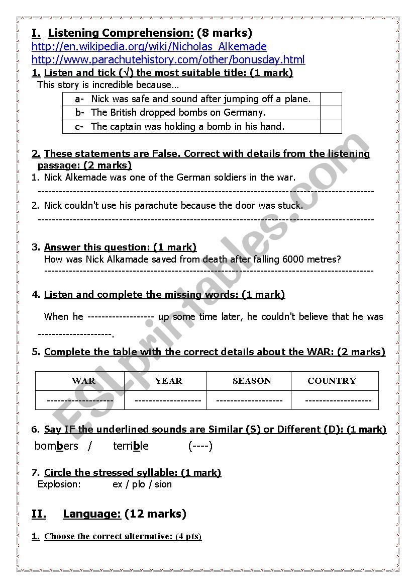 very useful test for elementary level