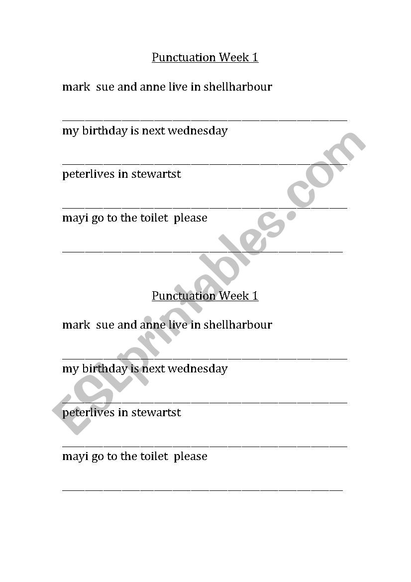 Punctuation Exercises worksheet