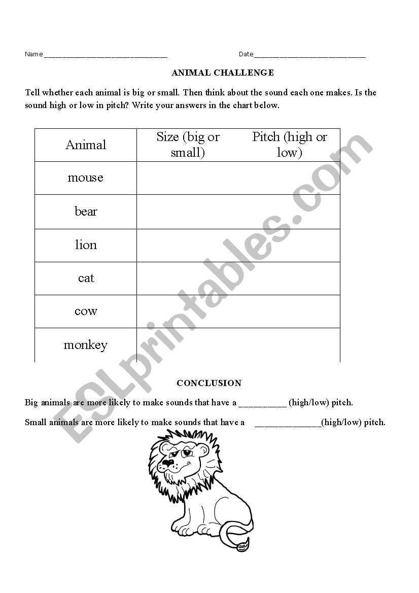 animalsoundschallenge worksheet