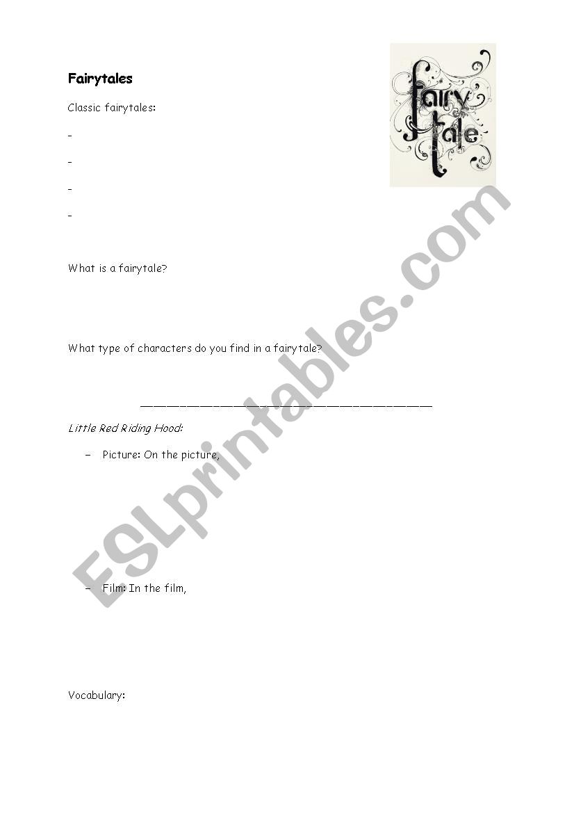 FAIRYTALES worksheet