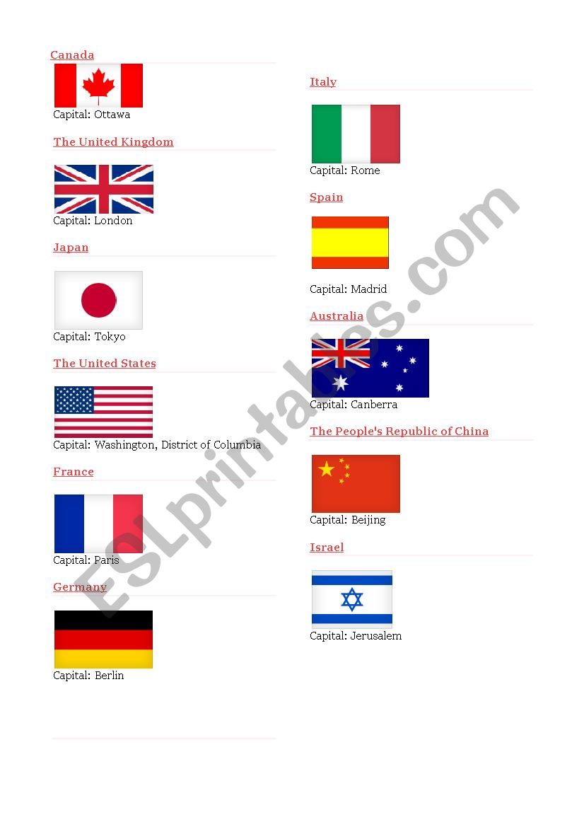 countries-flags worksheet