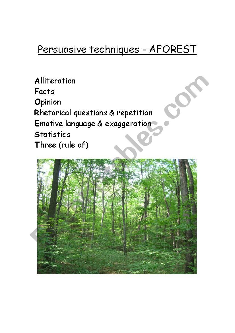 AFOREST Techniques - english  worksheet