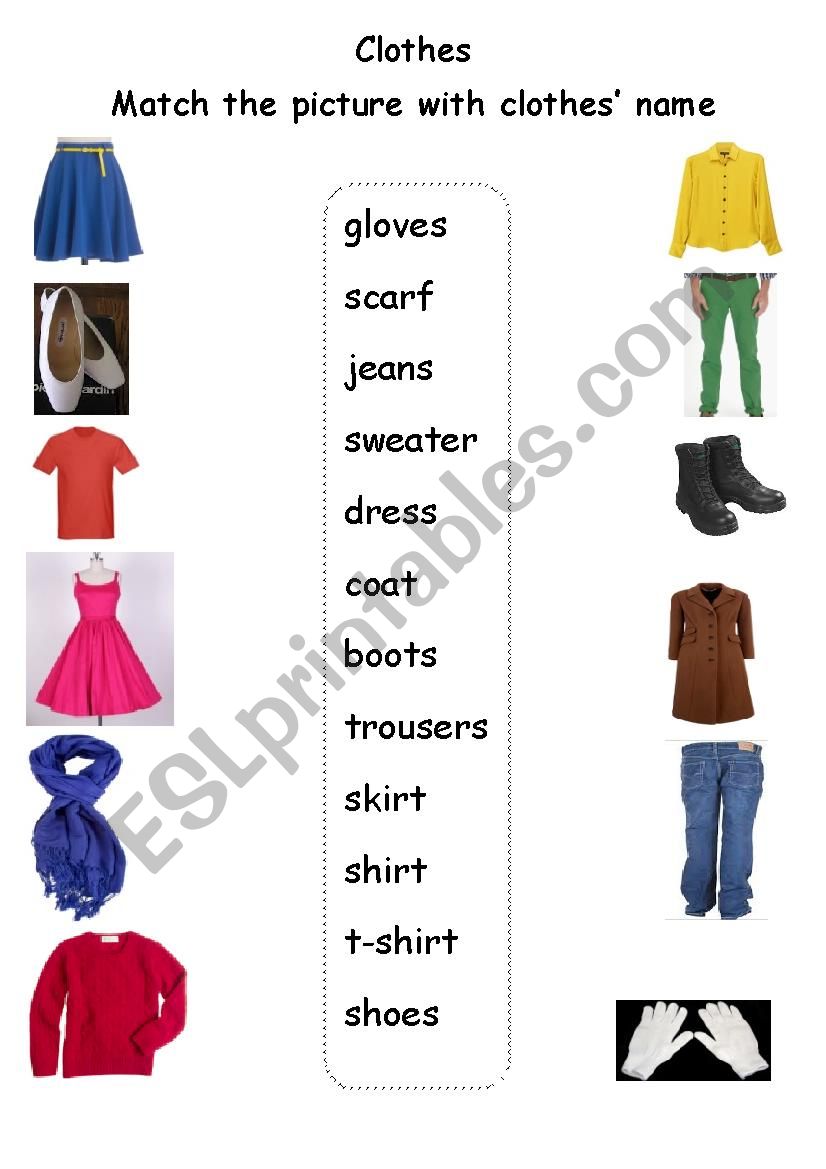 Clothes worksheet worksheet