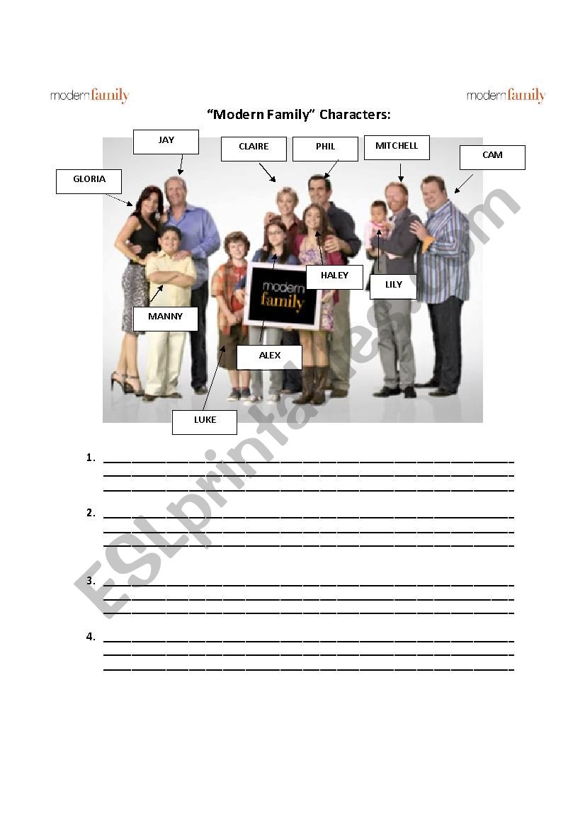 Modern Family Characters worksheet