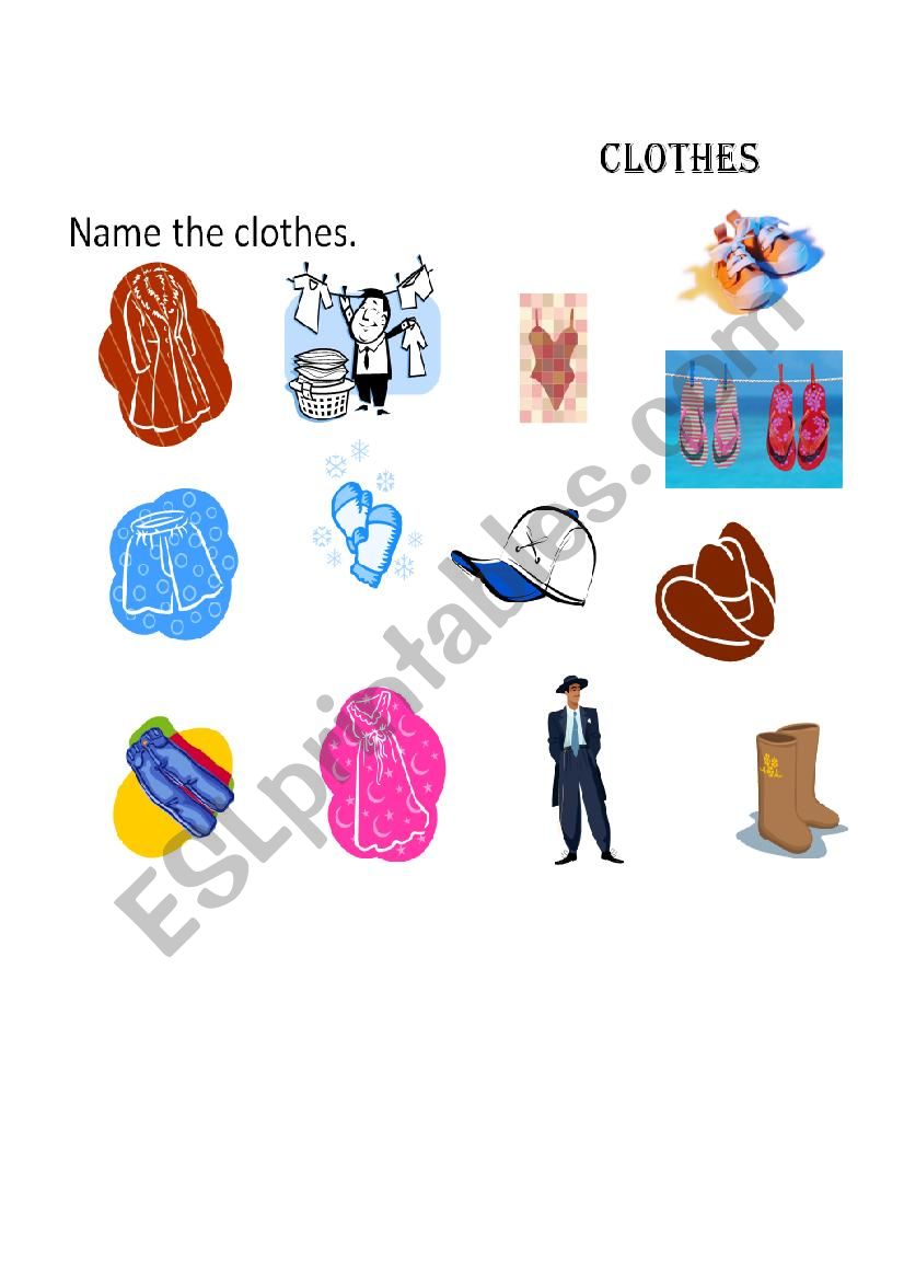 Name the clothes - ESL worksheet by Puchudida