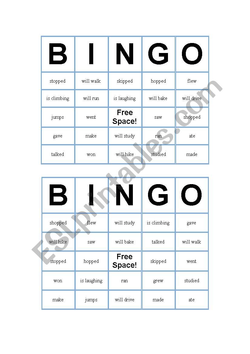 Bingo! All tenses worksheet