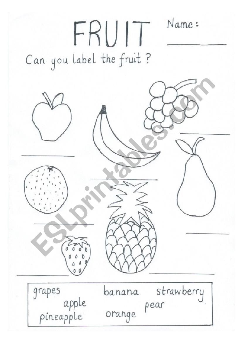 Label the Fruit worksheet