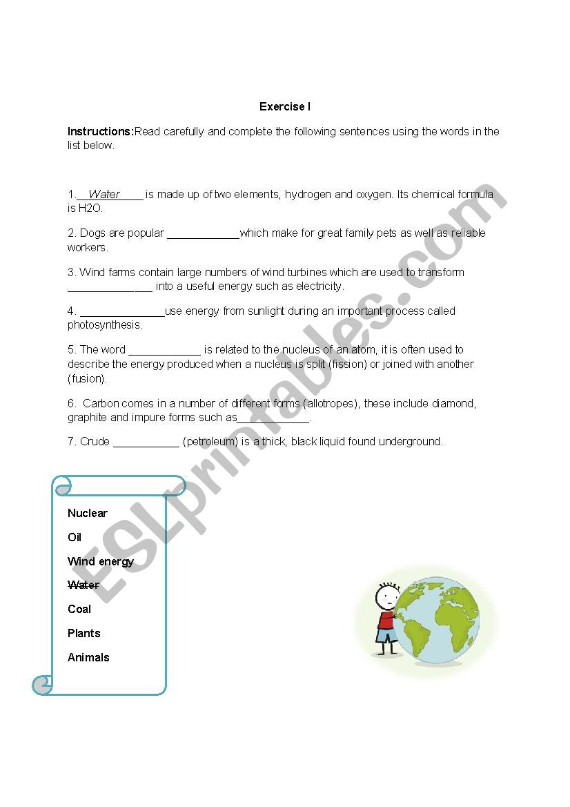 Natural resources - ESL worksheet by kathy2994