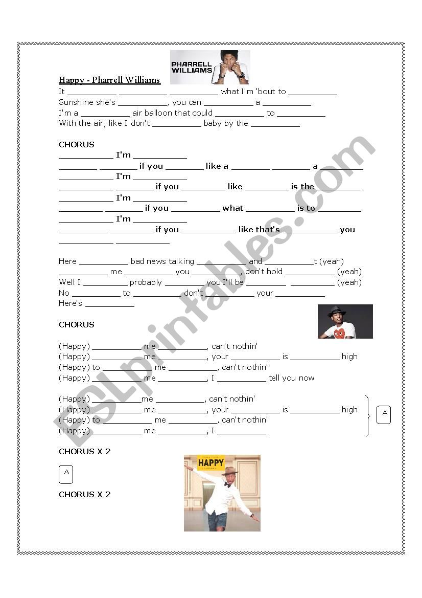 Happy - Pharrell Williams worksheet