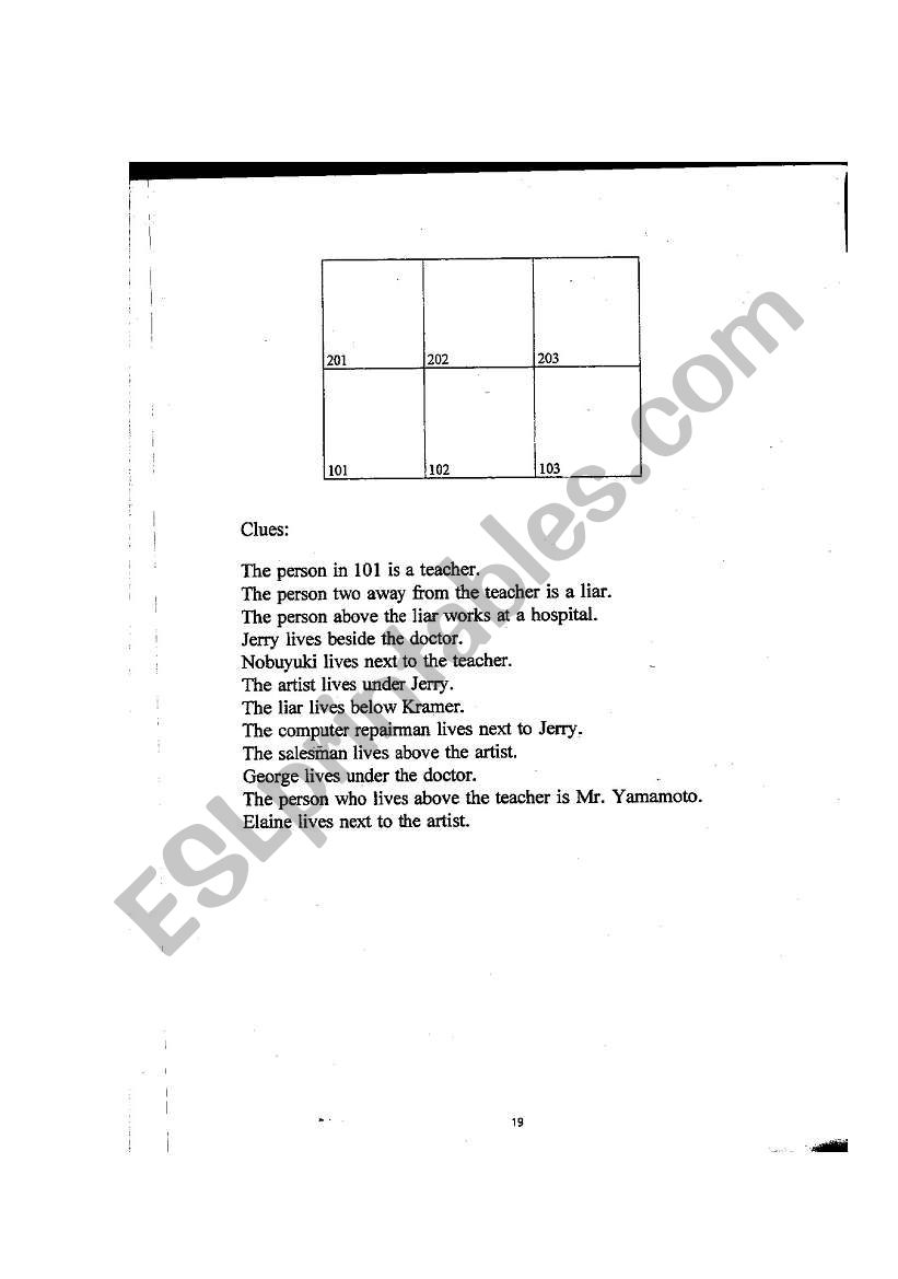 Logic Game worksheet