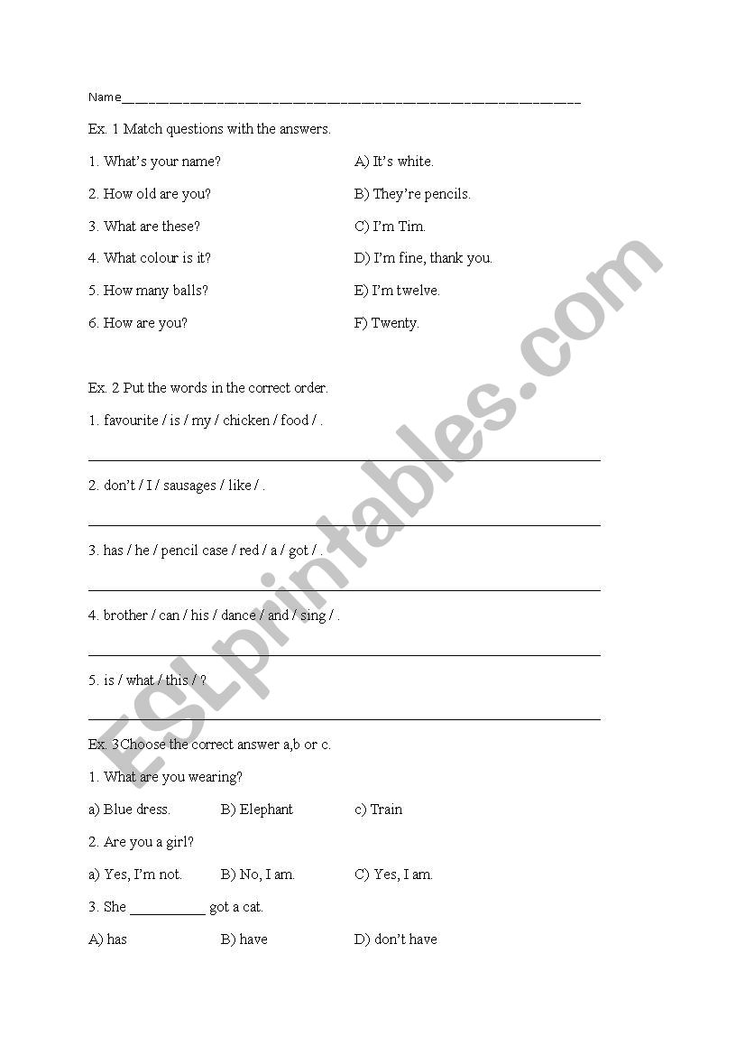primary placement test worksheet