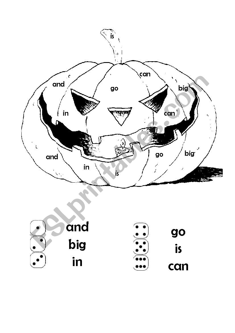 Roll a Sight Word Jack O Lantern