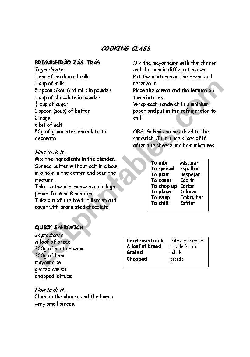 Easy Cooking  worksheet