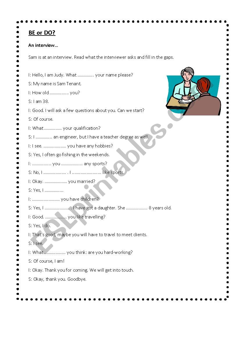 An iterview worksheet