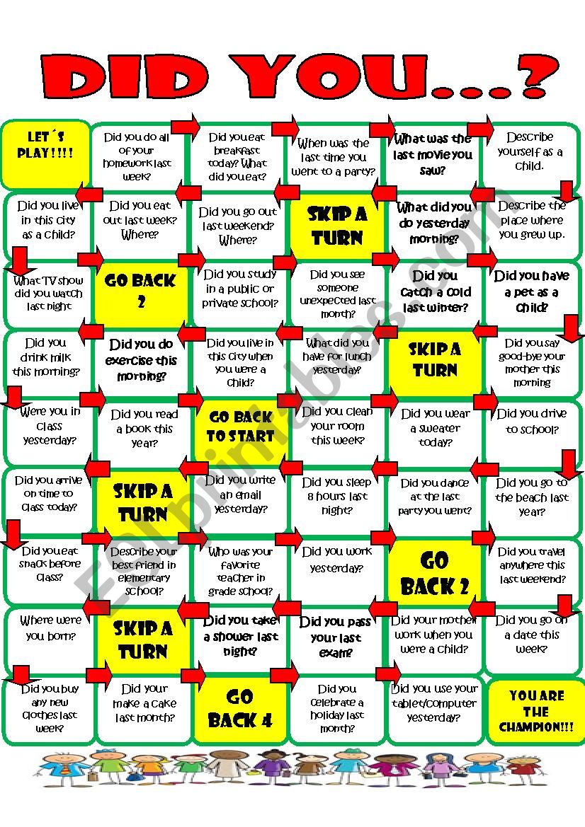 Simple Past Board Game ESL Worksheet By Imelda
