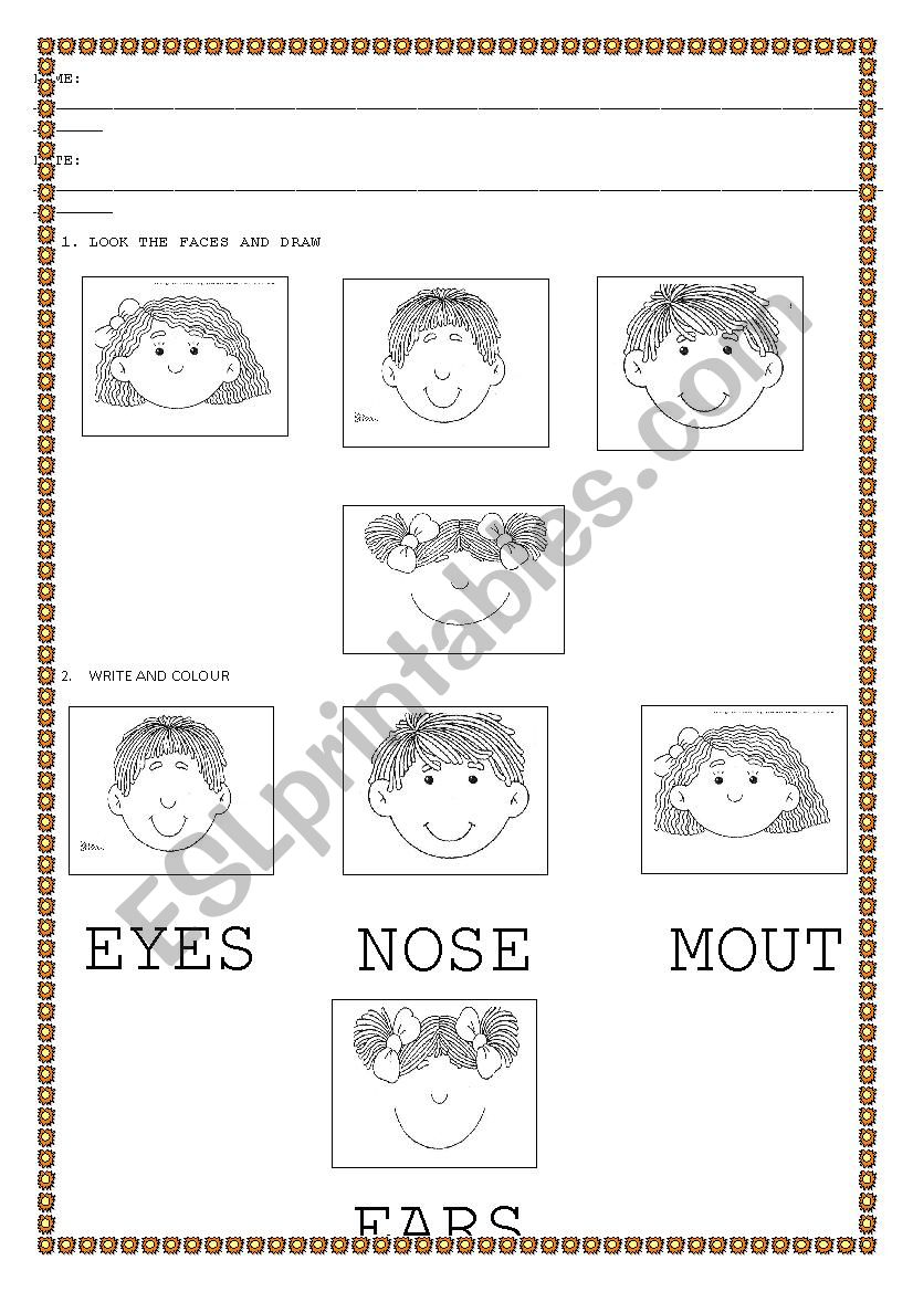 face and feelings worksheet