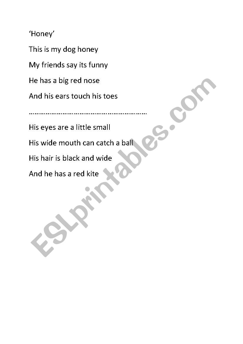 a lttle poem  worksheet