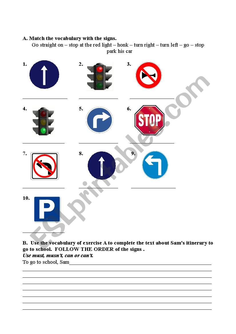 must mustn´t road signs - ESL worksheet by brucas31