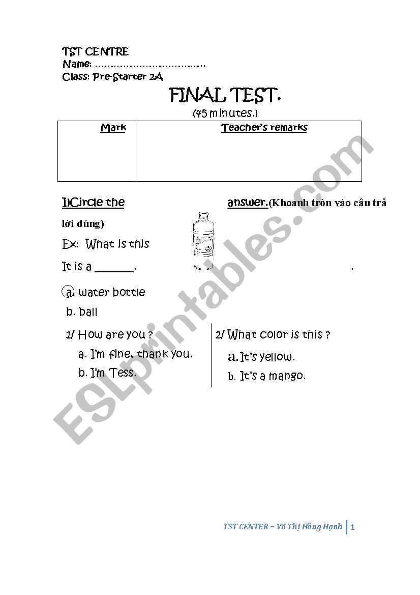 finaltest worksheet