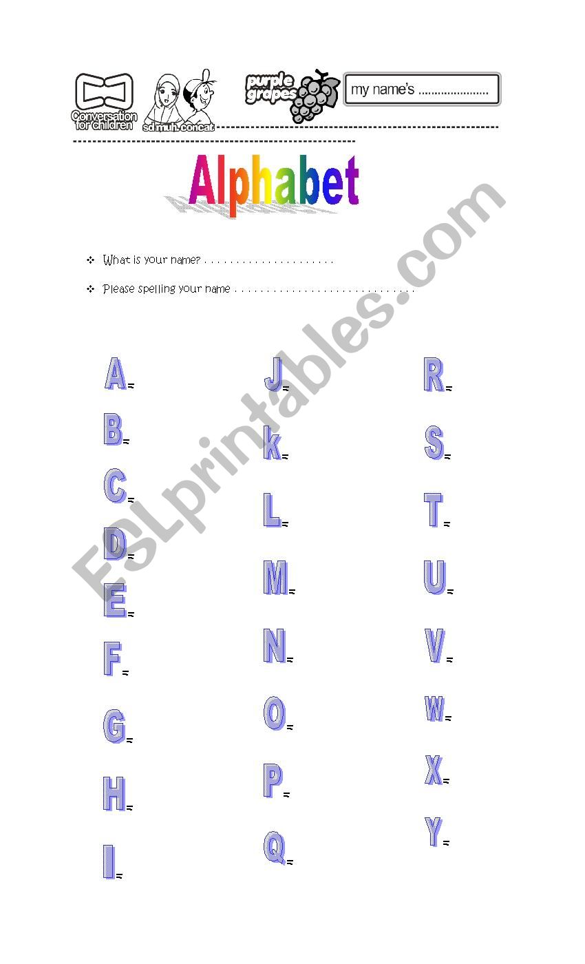 Alphabet - ESL worksheet by Rina89