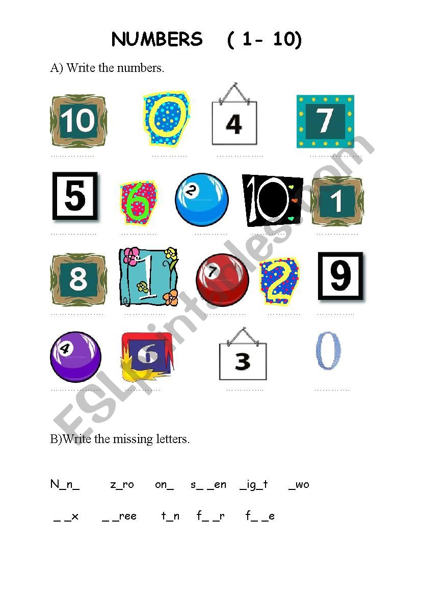 Numbers worksheet