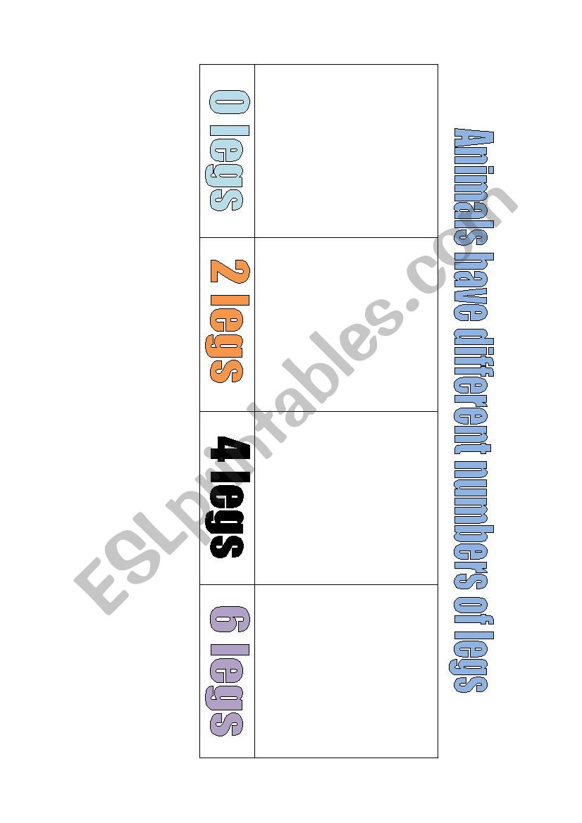 sorting the animals by legs worksheet