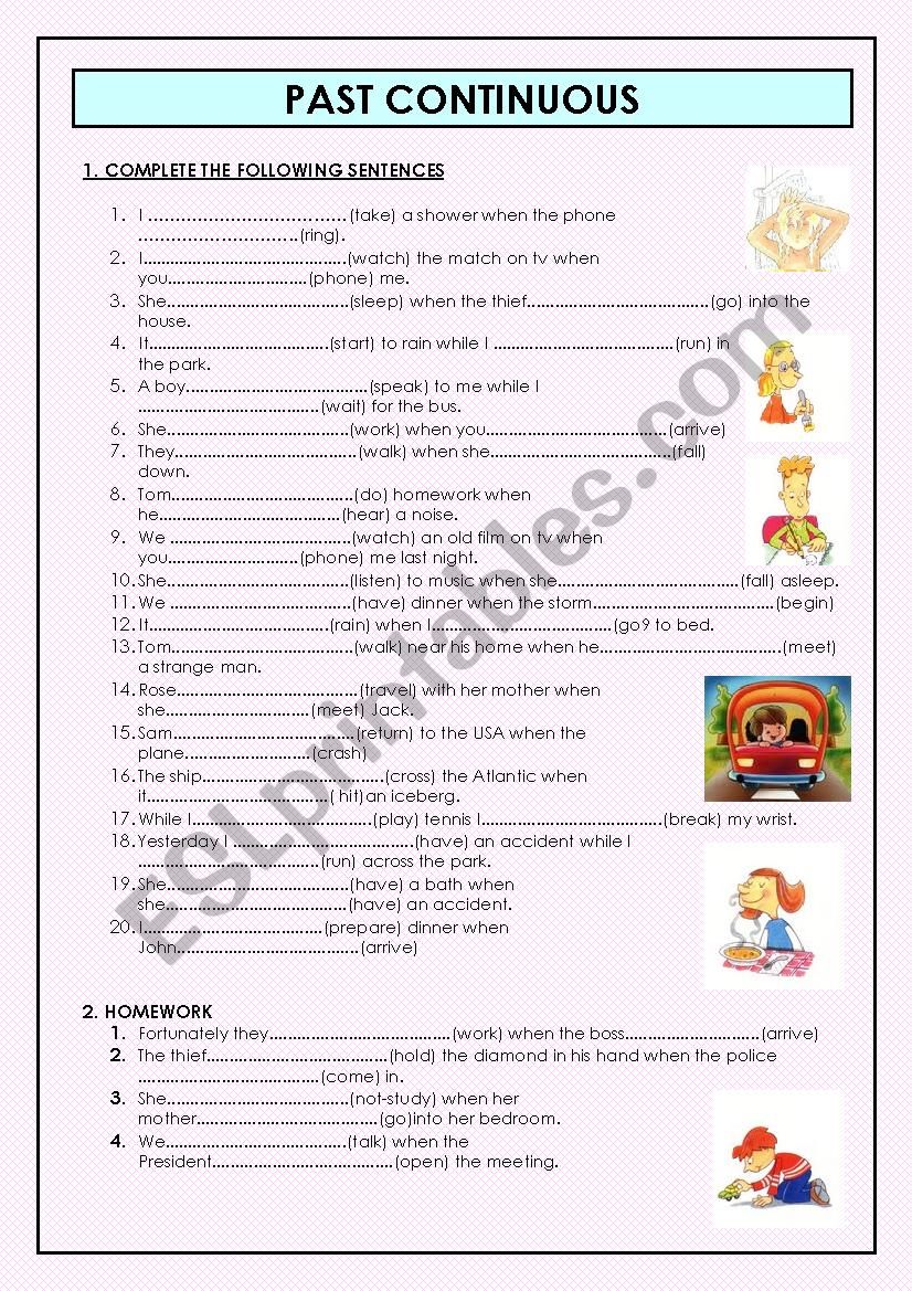 Past Continuous Tense ESL Worksheet By Yankaset