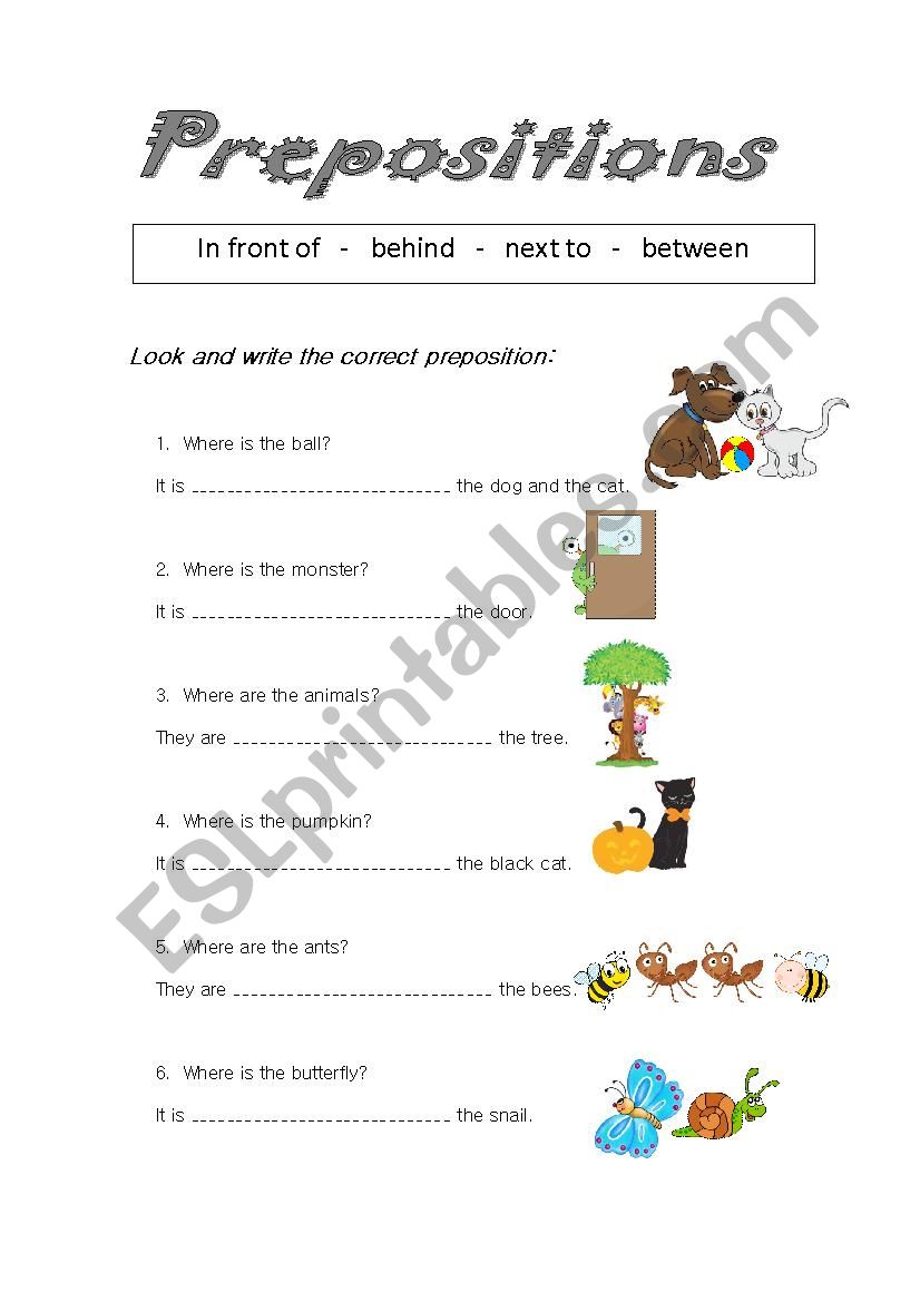 prepositions worksheet