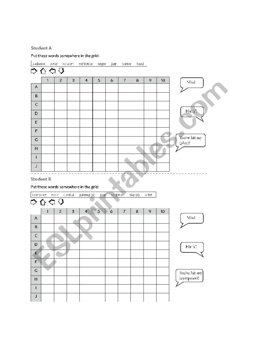 Battleship worksheet