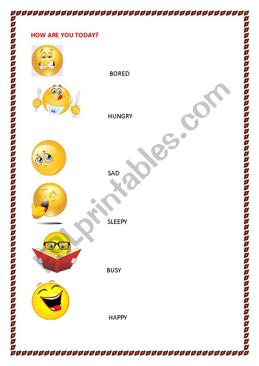 Feelings/emotions worksheet