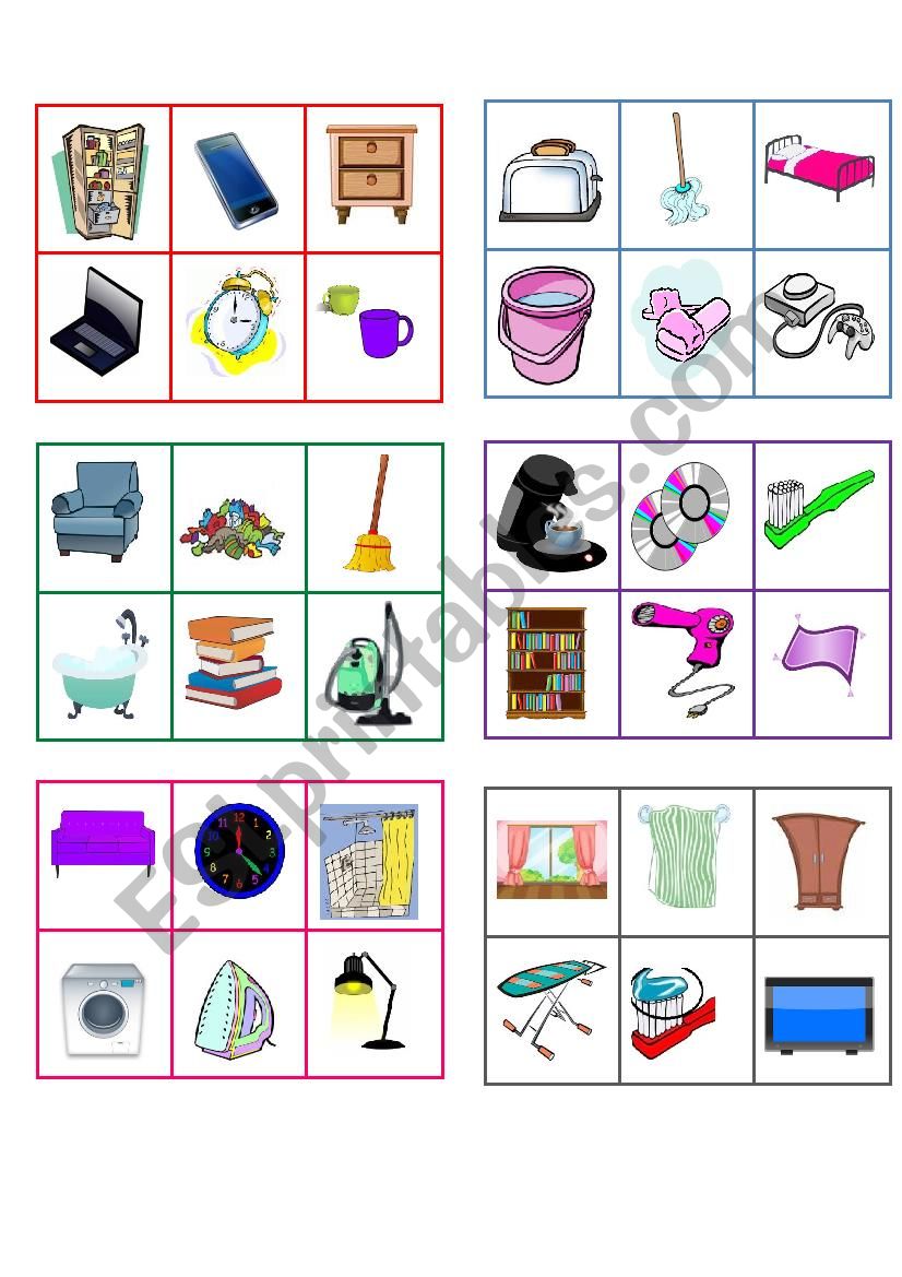 Household Objects Bingo Card