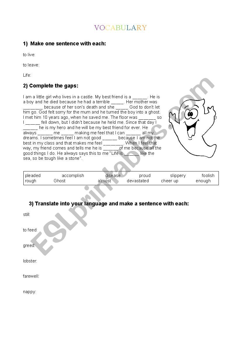 VOCABULARY worksheet