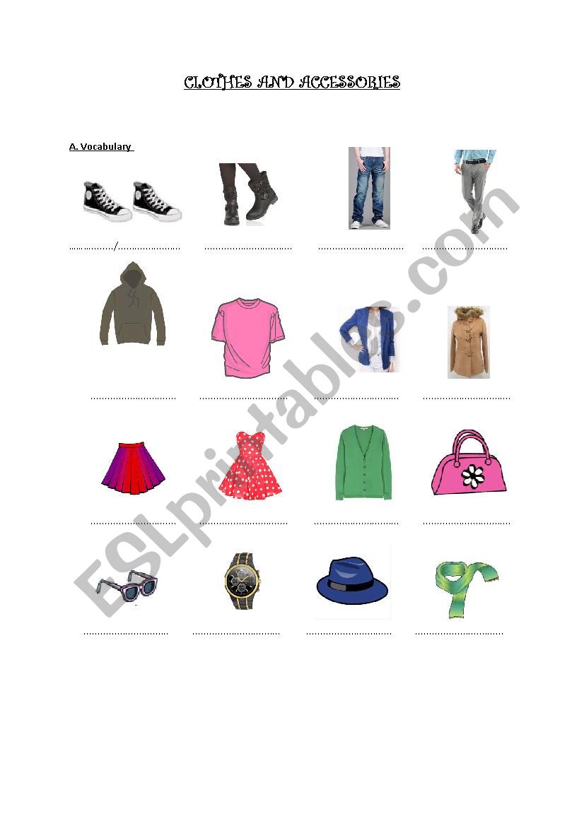 clothes worksheet