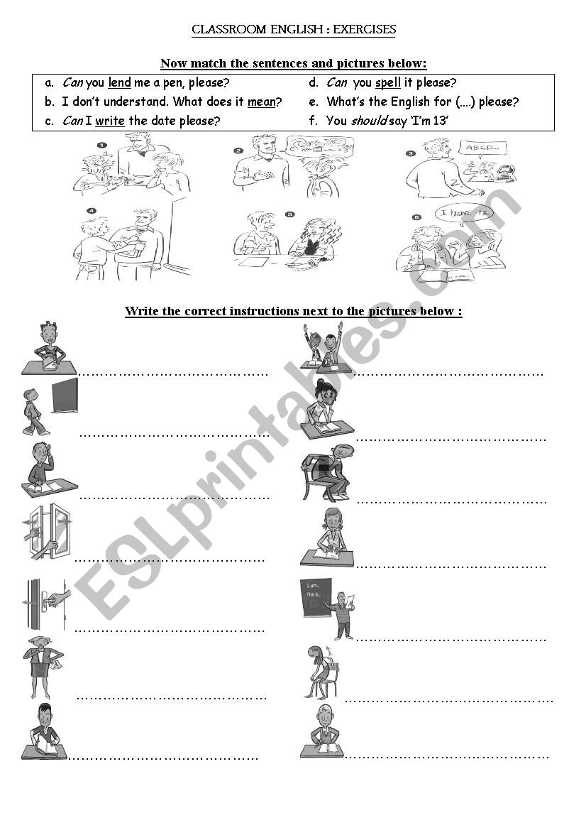 Classroom English Exercises ESL Worksheet By Armelle B 