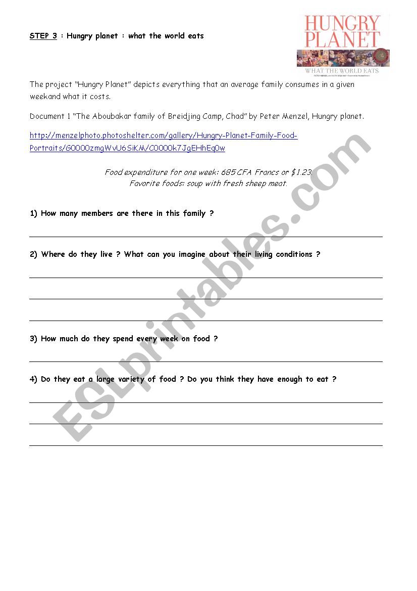 Hungry planet - 3 worksheet