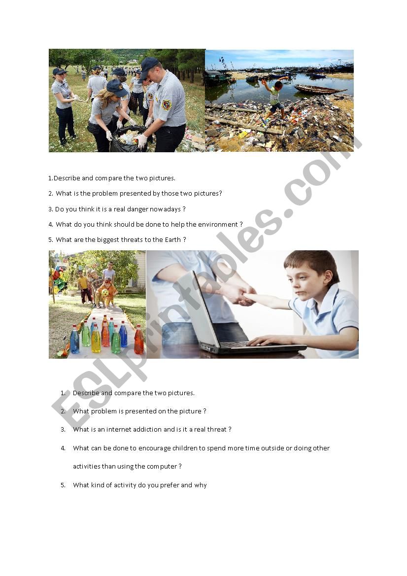 describe the pictures worksheet