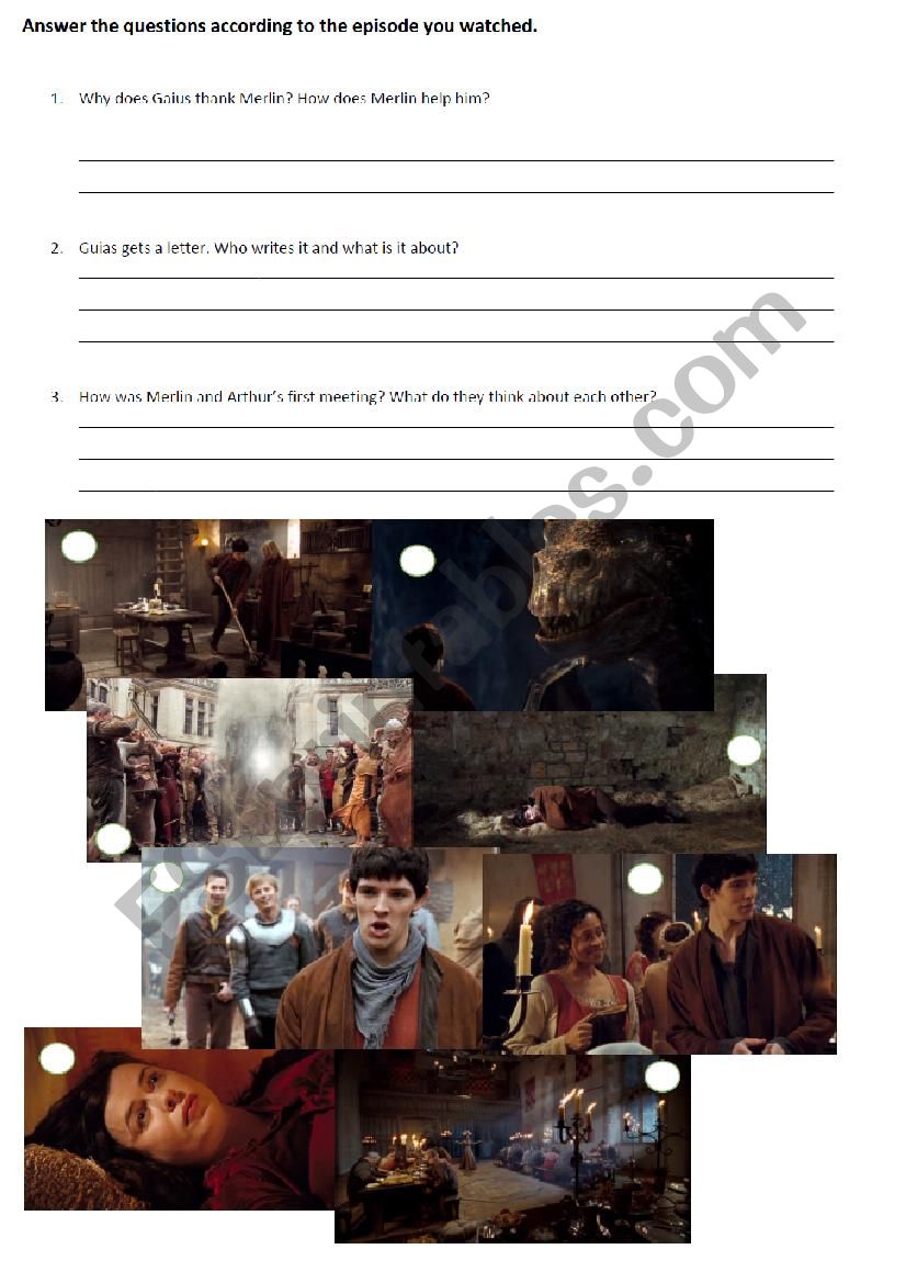 Merlin Episode 1  worksheet