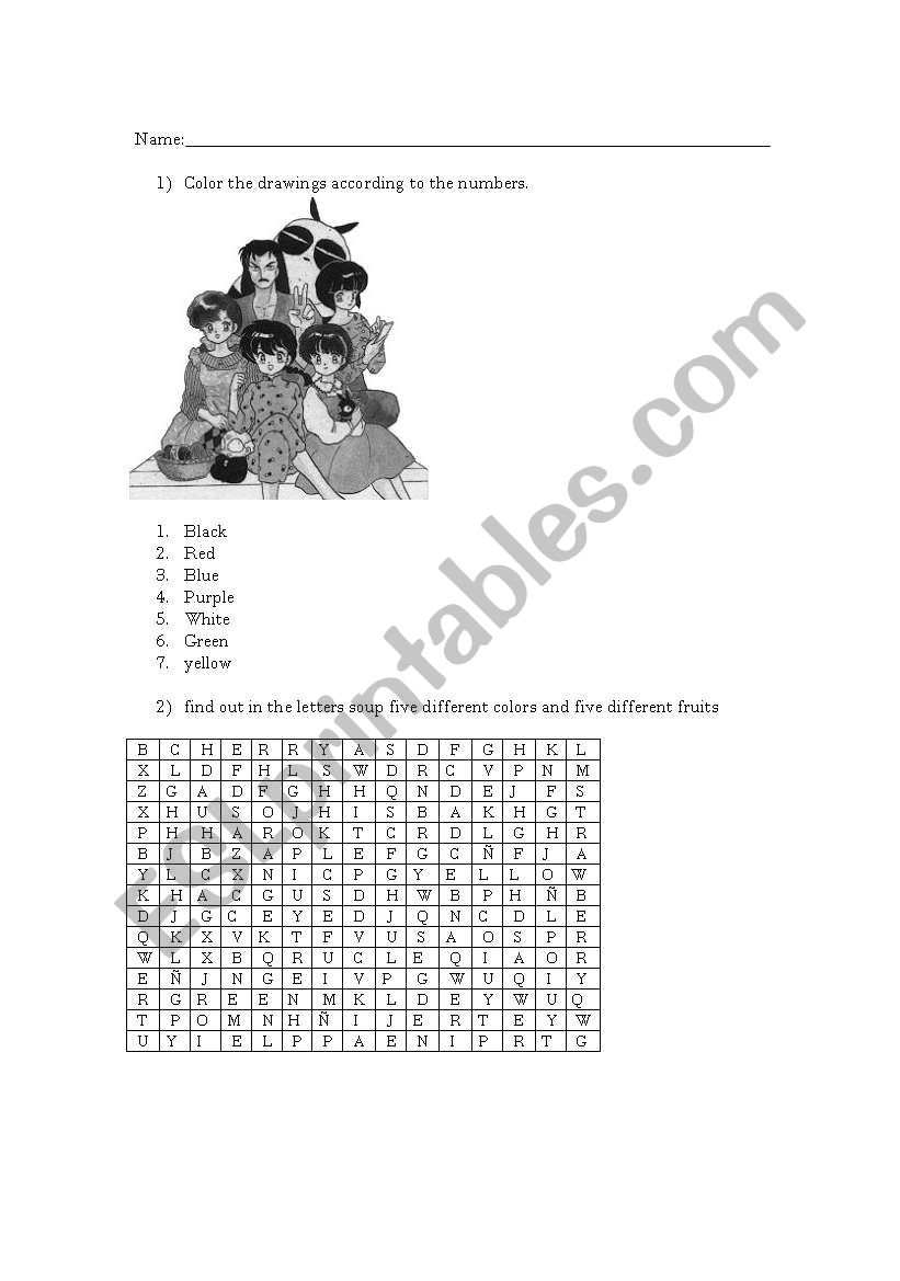 colors and fruits worksheet