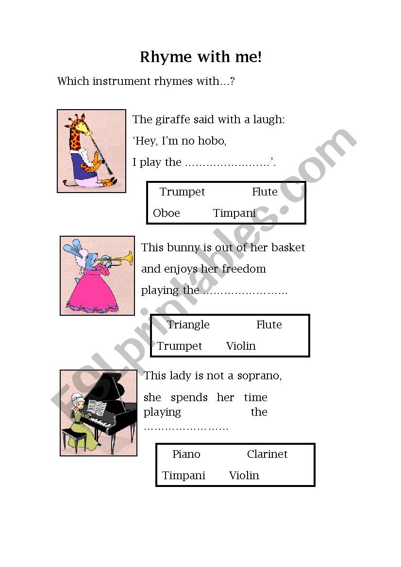 Rhyme with me worksheet