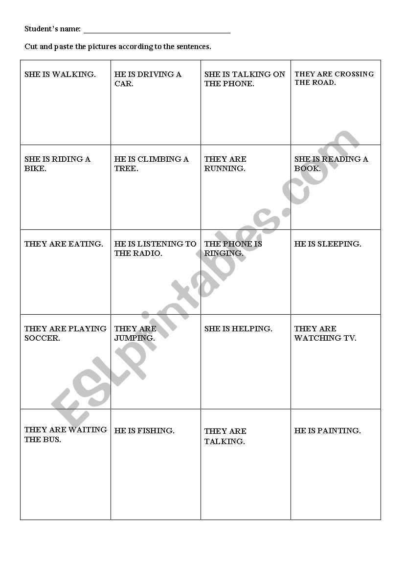 PRESENT CONTINUOUS worksheet