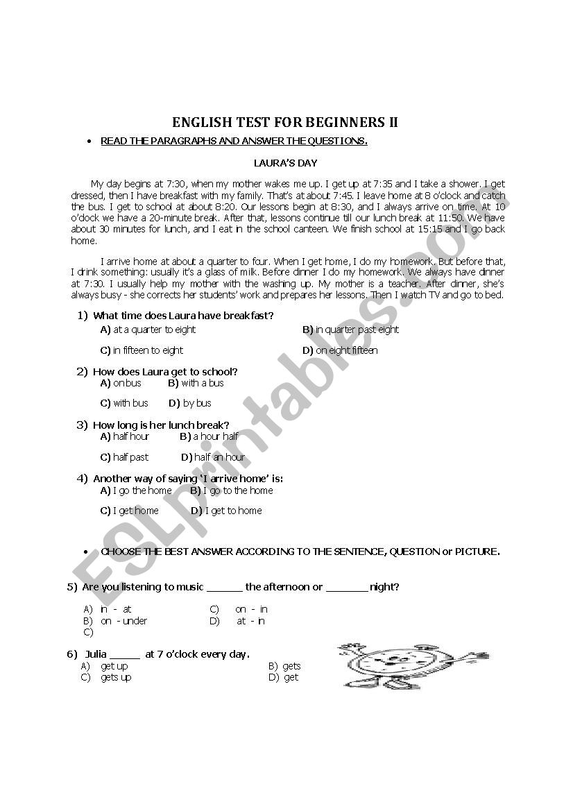 ENGLISH TEST II worksheet