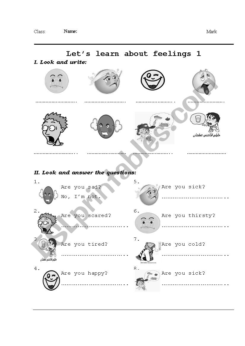 let´s learn about feelings - ESL worksheet by hahuong86