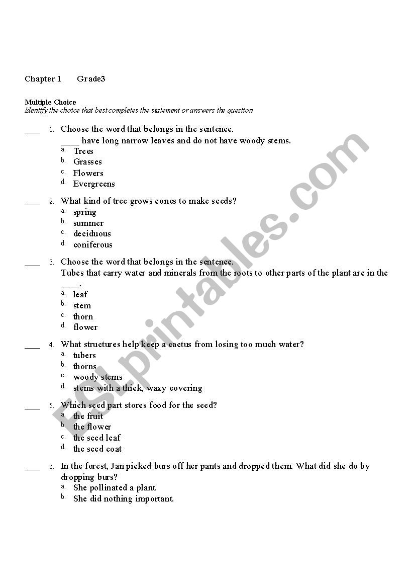 science worksheet