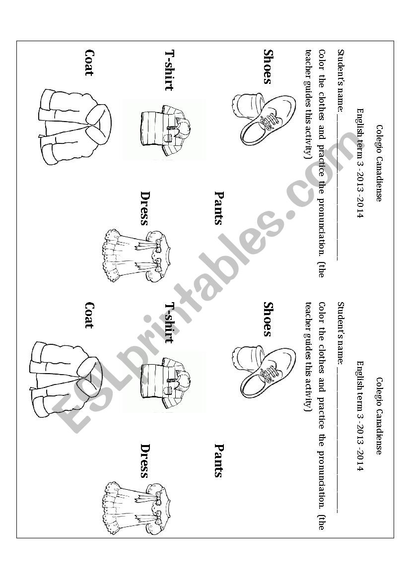 Clothes worksheet worksheet