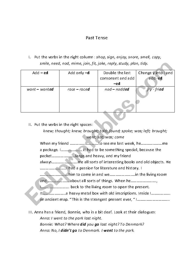 Past worksheet