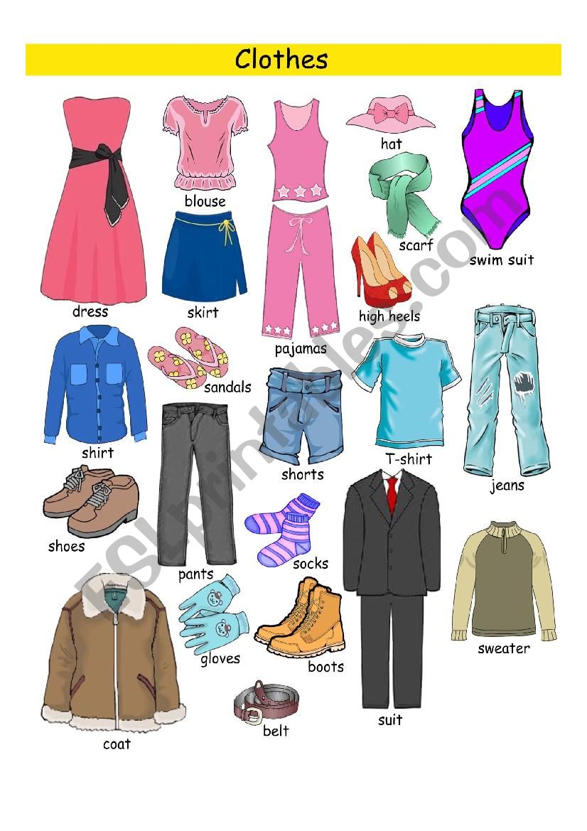clothes pictionary - ESL worksheet by asalkazemi