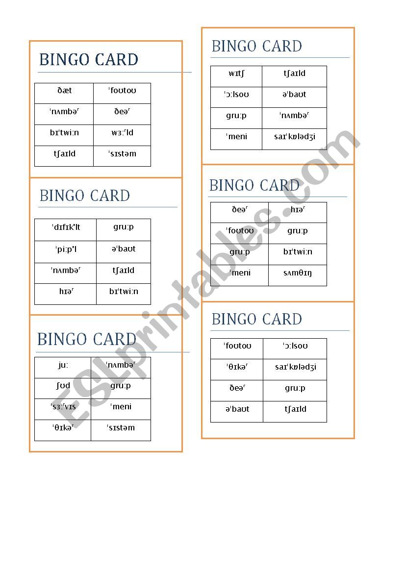 phonics bingo worksheet