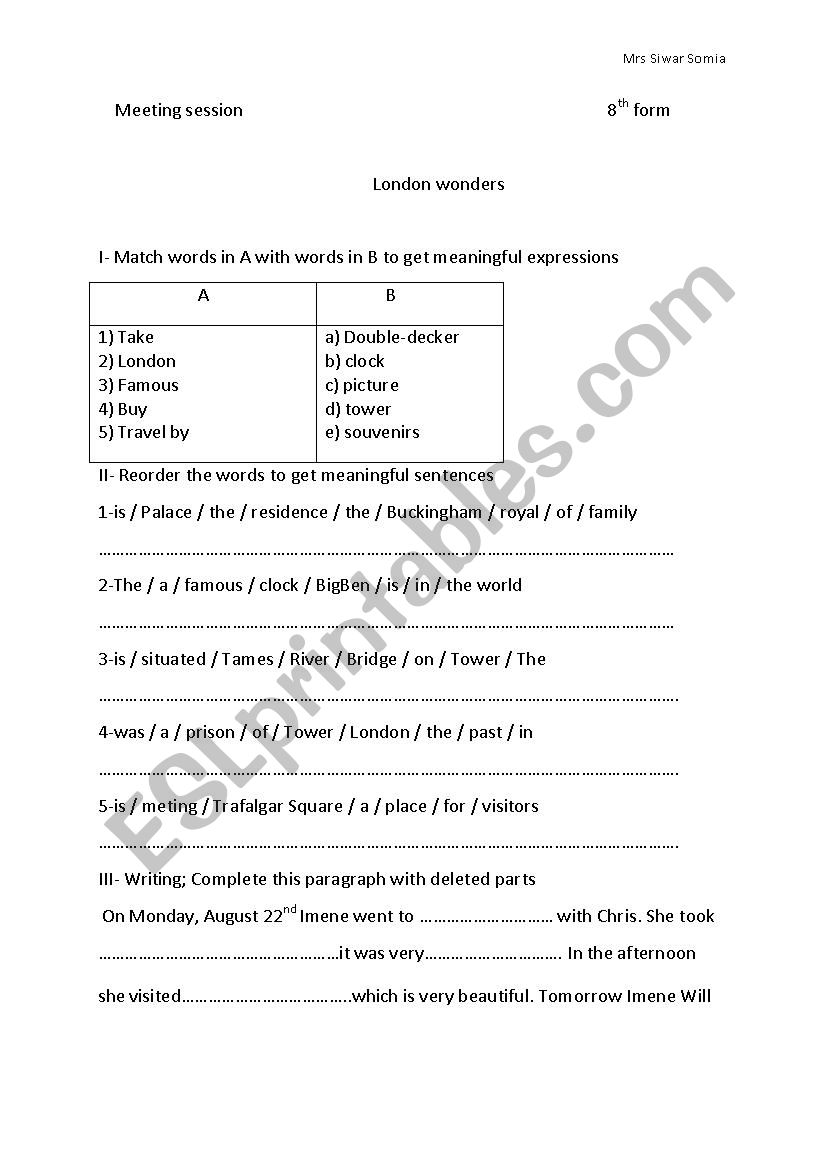 Meeting session worksheet