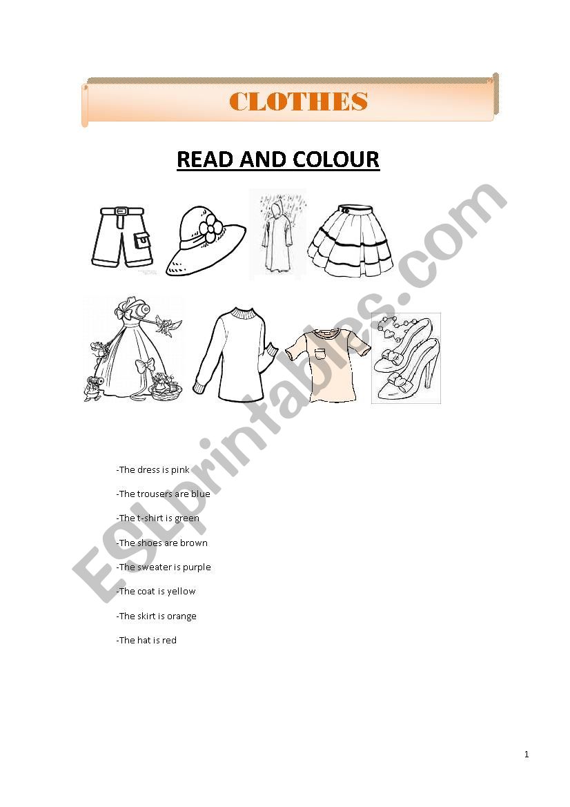 clothes and colours worksheet