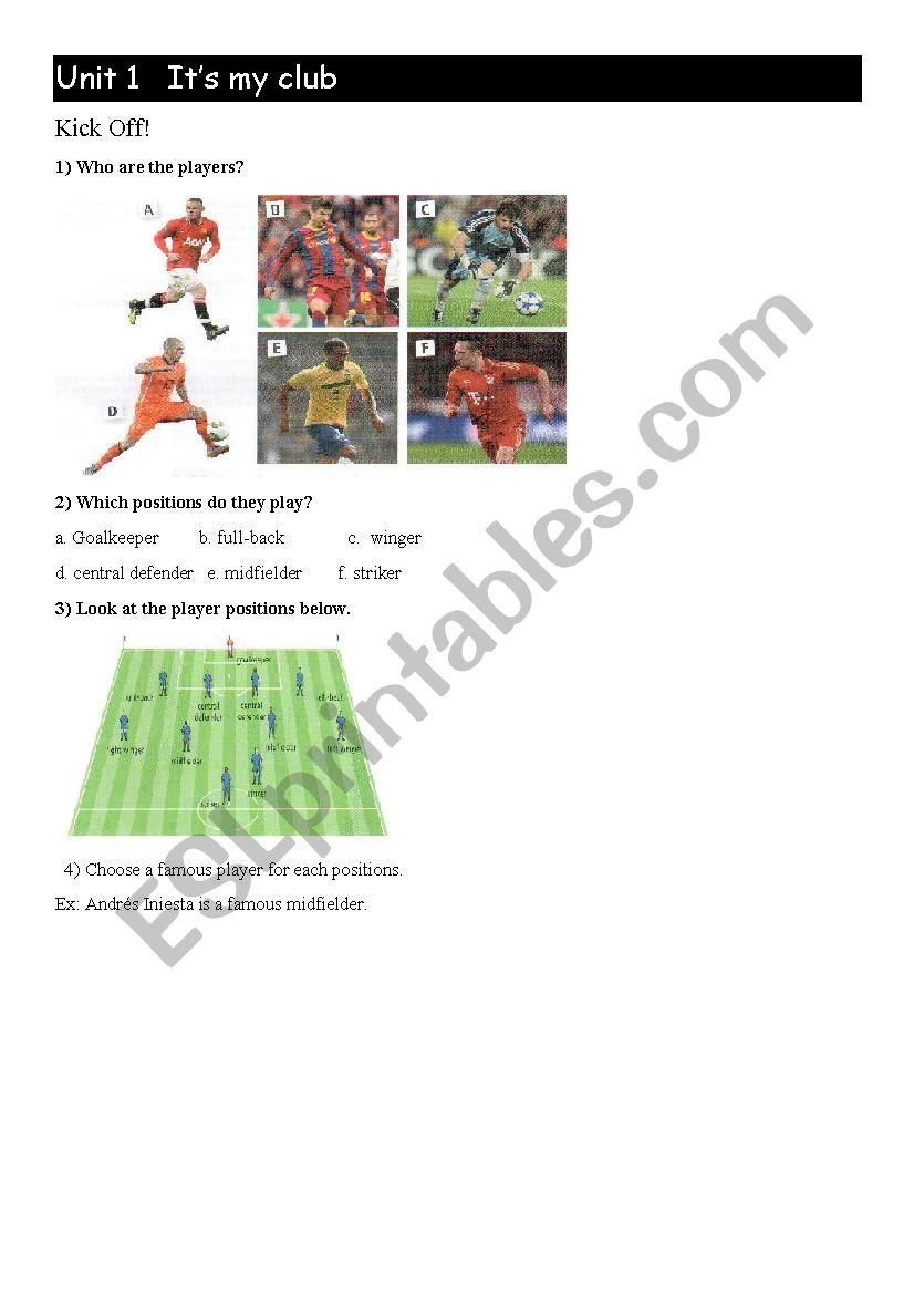 Kick Off worksheet